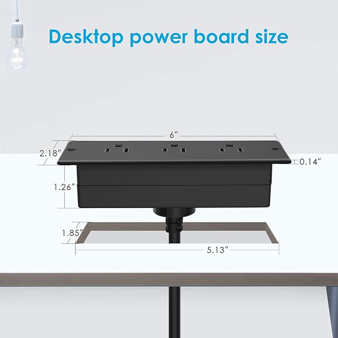 Conference Recessed Power Strip Waterproof, Table Power Outlet, Furniture Flush - Image 5