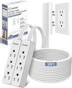 Saker Outlet Cover Extension Cord | 10ft Flat Extension Cord by Saker