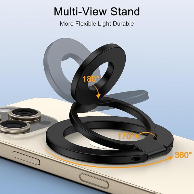 3-Fold Magnetic Phone Ring Holder, Double-Sided MagSafe Phone Grip & Stand - Image 6