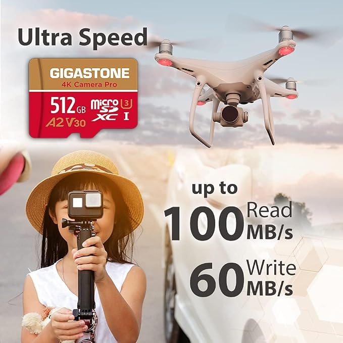 GIGASTONE 512GB Micro SD Card 4-Pack, 4K Camera Pro, A2 V30 Compatible - Image 2