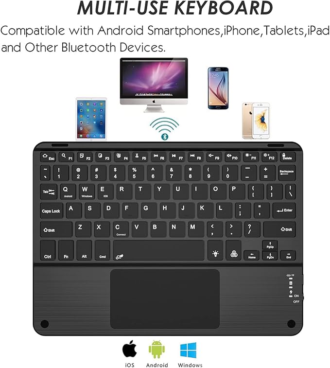 TouchPad Keyboard case for 9", 2-in-1 Bluetooth Wireless Keyboard - Image 4