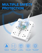 Extension Cord 25 Ft, HUNIAN Flat Plug Power Strip Surge Protector, 12 Widely - Image 6