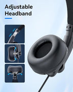 EMEET HS50 Wired Headset with Mic, On-Ear Computer Headphones with Noise - Image 3