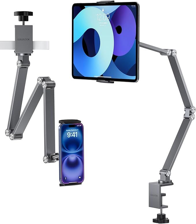 Tablet Stand iPad Phone Holder for Desk, Heavy Duty Aluminum 360° Rotating & by LULULOOK