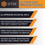 GTSE Black Nylon Plastic Cable Clamps, 1/4" Screw Mounts - Image 6
