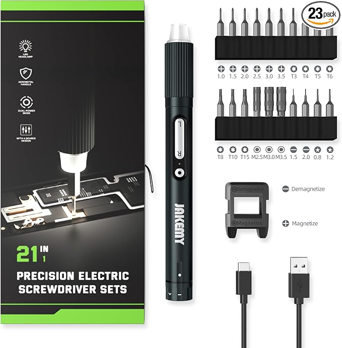 Small Electric Screwdriver Set, JAKEMY Adjustable 3 Torque Cordless Screwdriver by JAKEMY