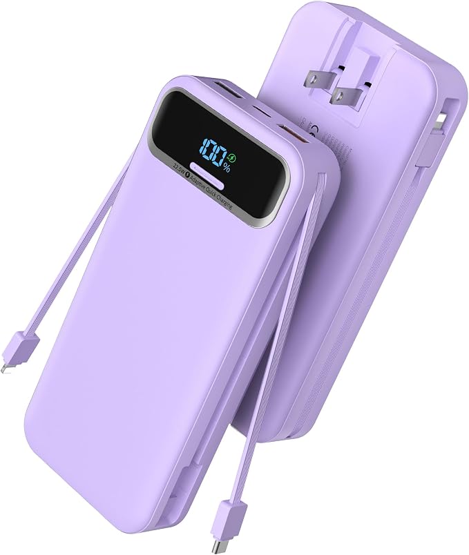 Portable Charger with Built in Cables and Wall Plug, Portable Charger 20000mAh by NUSYDDY