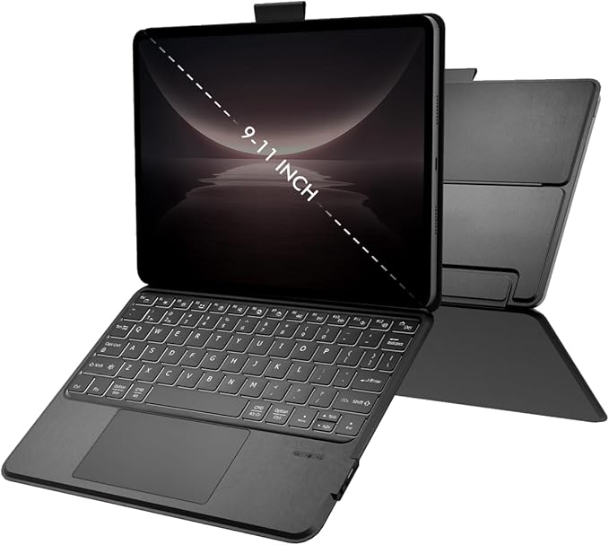 Universal Keyboard Case for 9-11 Inch Tablets, Magnetic Backlit Keyboard by Doohoeek