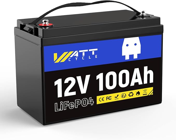 12V 100Ah LiFePO4 Battery, Lithium Battery Up to 15000 Cycles, Low Temperature by Wattcycle