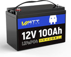 12V 100Ah LiFePO4 Battery, Lithium Battery Up to 15000 Cycles, Low Temperature by Wattcycle