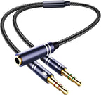 Braided Headphone Splitter for Computer, 3.5mm Female to 2 Dual 3.5mm Male - Image 7