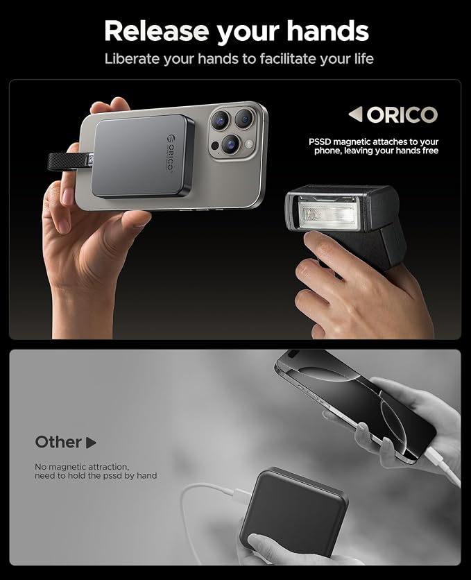 ORICO 1TB Magnetic SSD, PD100W Charging, 4K ProRes HDR, 1000MB/s USB 3.2 - Image 6