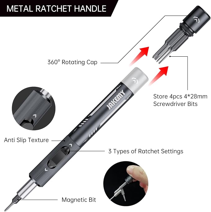 Metal Small Ratchet Screwdriver Set, JAKEMY Portable Ratcheting Screwdriver Kit - Image 2