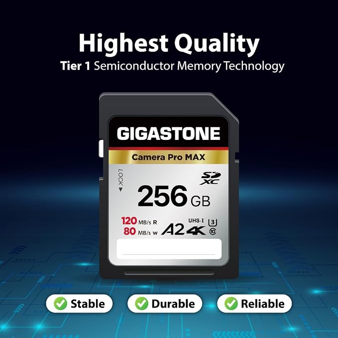 GIGASTONE 256GB SD Card, 4K Camera Pro MAX, A2 4K SDXC Memory Card High Speed - Image 6