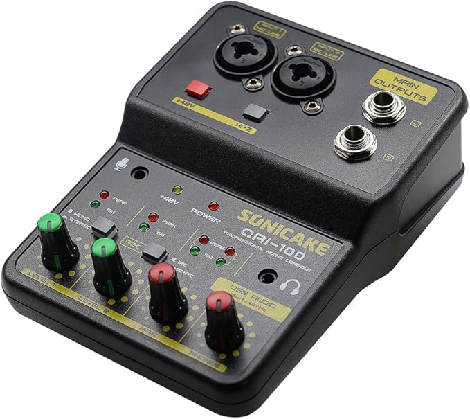 SONICAKE Audio Mixer, Portable USB Mini Sound Board Console, 2 Channel by CHOOSEYOURNEXTBETTERPEDAL