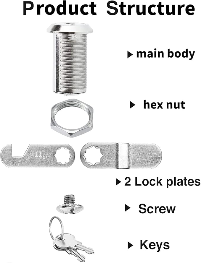 Cabinet Cam Locks Keyed Alike, 1-1/8'' Fits on7/8'' Max Door Thickness - Image 2