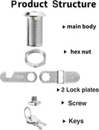Cabinet Cam Locks Keyed Alike, 1-1/8'' Fits on 7/8'' Max Door Thickness - Image 2