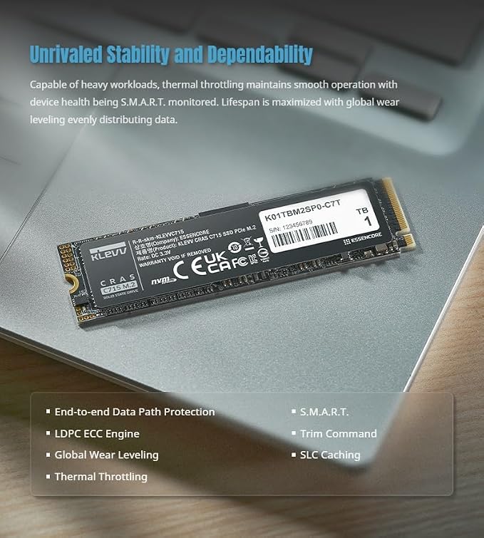KLEVV CRAS C715 256GB M.2 2280 NVMe PCIe Gen3x4 Laptop & Desktop - Image 7