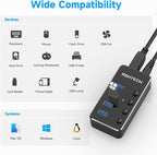 USB 3.0 Hub RSHTECH 4 Port Powered USB 3.0/USB C Hub Upgraded Version - Image 5