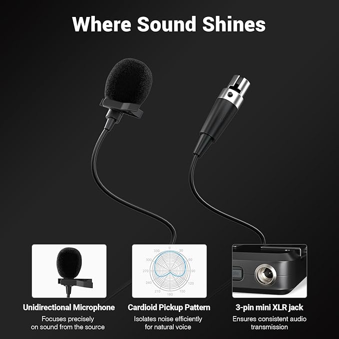Phenyx Pro Dual UHF Wireless Microphone System，Auto-Scan Cordless Mic Set w/ - Image 6