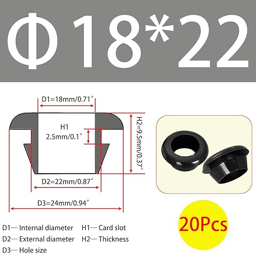 Qrity 20 PCS Rubber Grommets Cable Railing, Car Grommet, Cable Railing - Image 2
