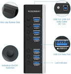 USB Hub 3.0 Powered Rosonway Aluminum 7 Ports USB 3.0 Data Hub Splitter - Image 7