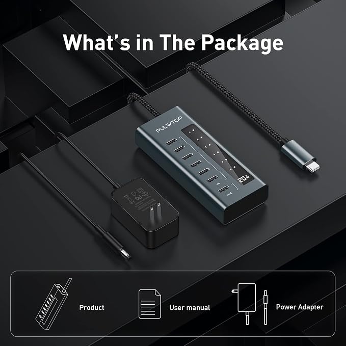 USB C Hub for Laptop, 7 in 1 10Gbps USB Adapter Support Data & Charging - Image 6