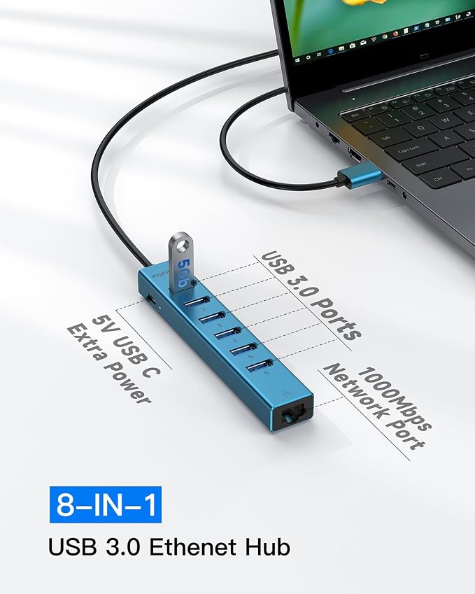 7 Ports USB 3.0 Hub, USB to Network HUB - Image 3