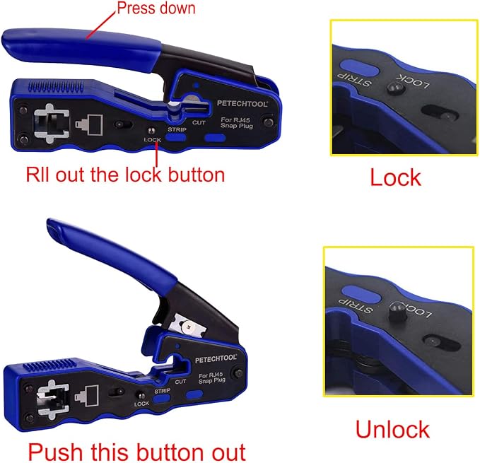 RJ45 Crimp Tool for Cat6 Cat5e Cat5 Pass Through Connectors, All-in-one EZ - Image 3