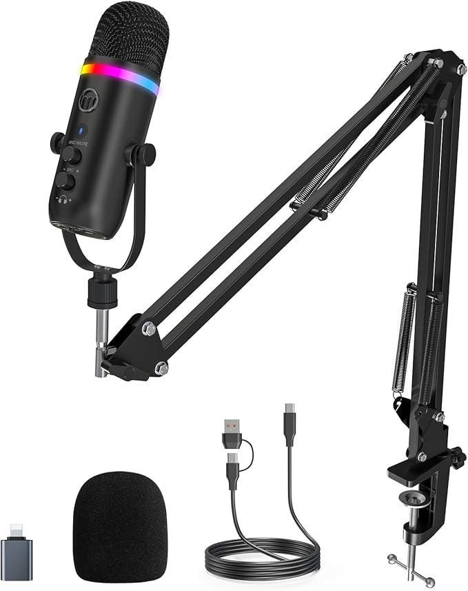 ZealSound Podcast Microphone for PC/Mac/iPhone – USB Studio Mic by zealsound