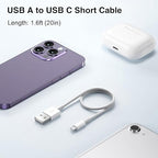 1.5FT Short IPhone 17/16E/16/15 Woven Cable, USB A to USB C CarPlay Charger - Image 4