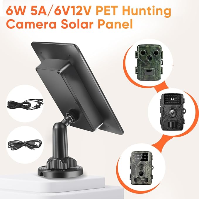 Solar Panel for Trail Camera, 6W Solar Kit Build-in 5000mAh Rechargeable Battery - Image 4