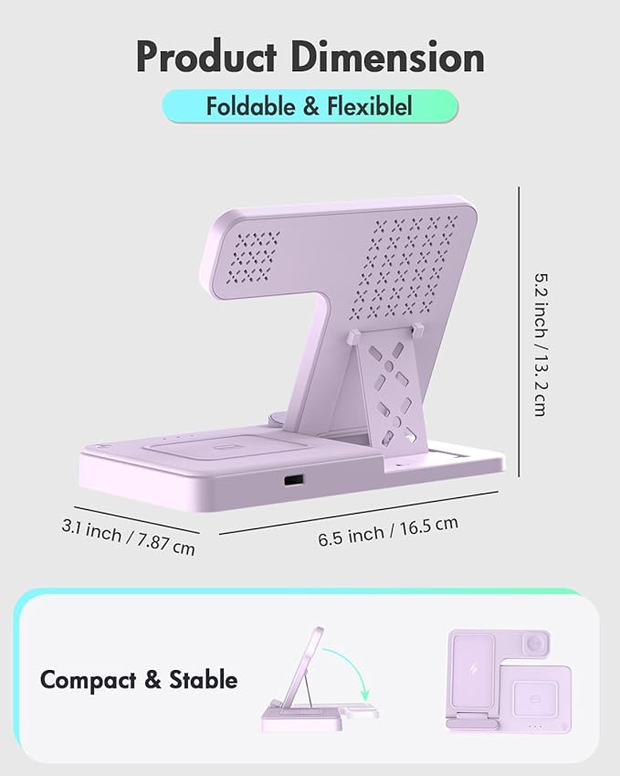 Wireless Charger Stand Charging Station: 3 in 1 Charger Multiple Devices - Image 4