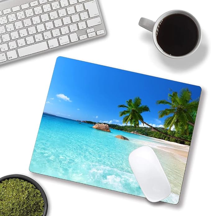 Hokafenle Mouse Pad, Square Beach Style Anti-Slip Rubber Mousepad - Image 4