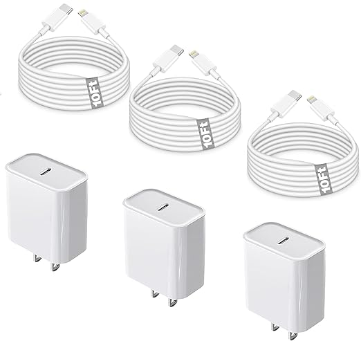 Fast iPhone 14 Charger 3Pack, 10FT USB C to Lightning Charging Cord by ProTVSolutions
