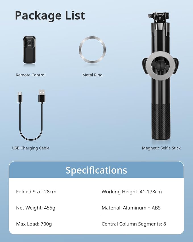 Magnetic Tripod for iPhone, Extendable Cell Phone Stand for Recording Travel - Image 9