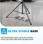 DJ Stand, T-Bar Tripod Stage Lights Stand Portable and Adjustable 49-114 Inch - Image 6