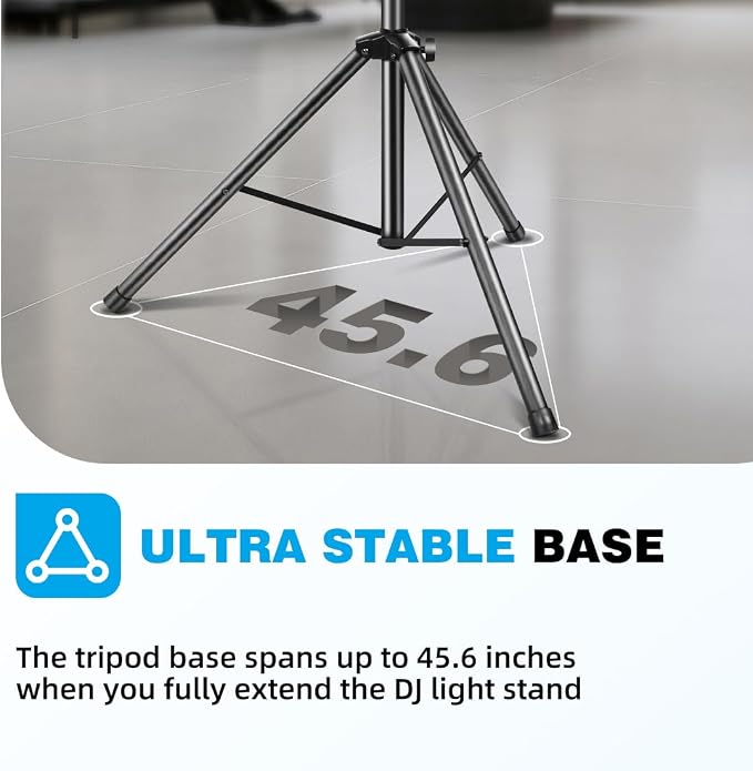 DJ Stand, T-Bar Tripod Stage Lights Stand Portable and Adjustable 49-114 Inch - Image 6