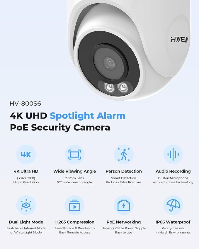 H.VIEW 4K Security Camera System, 4K/8MP 8CH NVR - Image 4