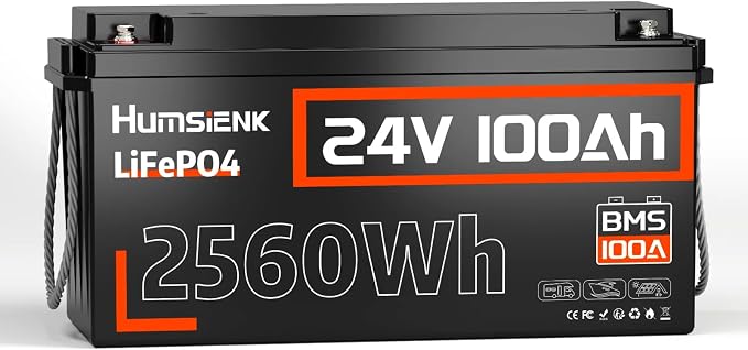 Lithium Battery 24V 100Ah LiFePO4 Batterys, Built-in 100A BMS by HumsiENK