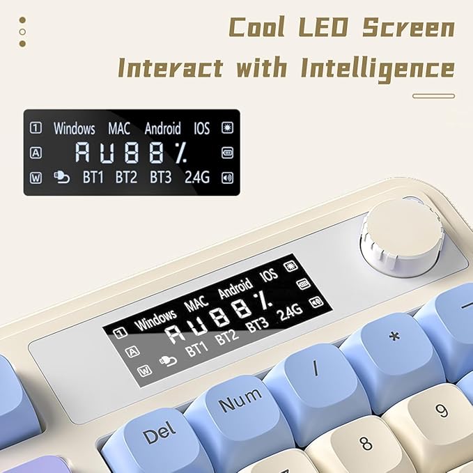 AULA S99 Pro Wireless Keyboard, Display Screen & Media Knob, Tri-Mode - Image 4