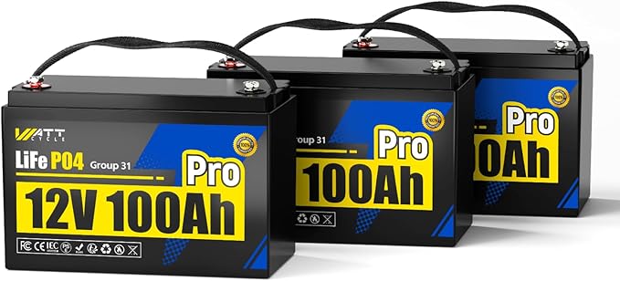 12V 100Ah LiFePO4 Lithium Battery, BCI Group 31, Deep Cycle Up to 15000 Cycles by Wattcycle
