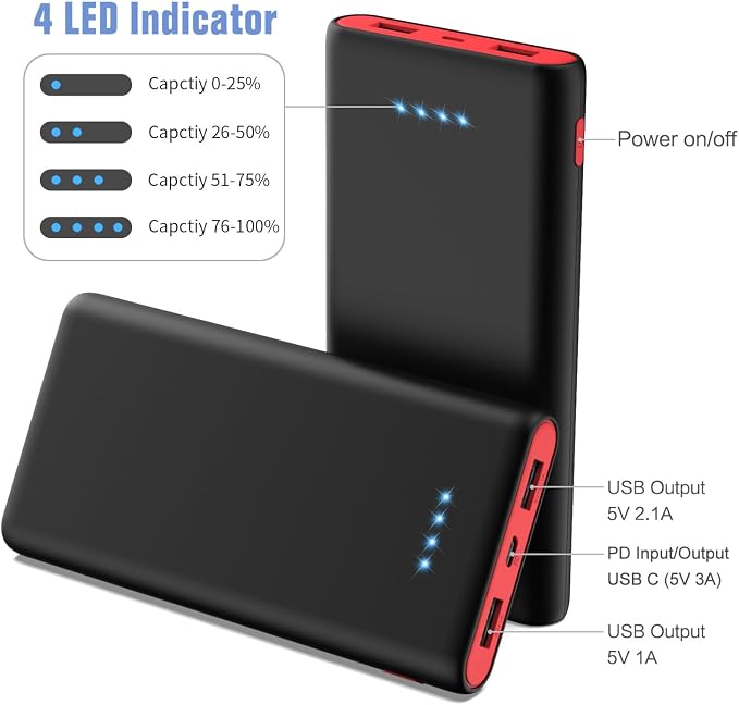 Portable Charger Power Bank 25, 5V/3A USB C in&Out Fast Phone Charging - Image 3