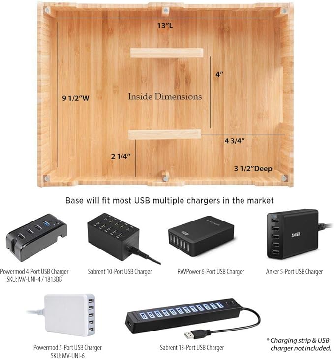 MobileVision Bamboo 10-Port Charging Station & Docking Organizer - Image 5