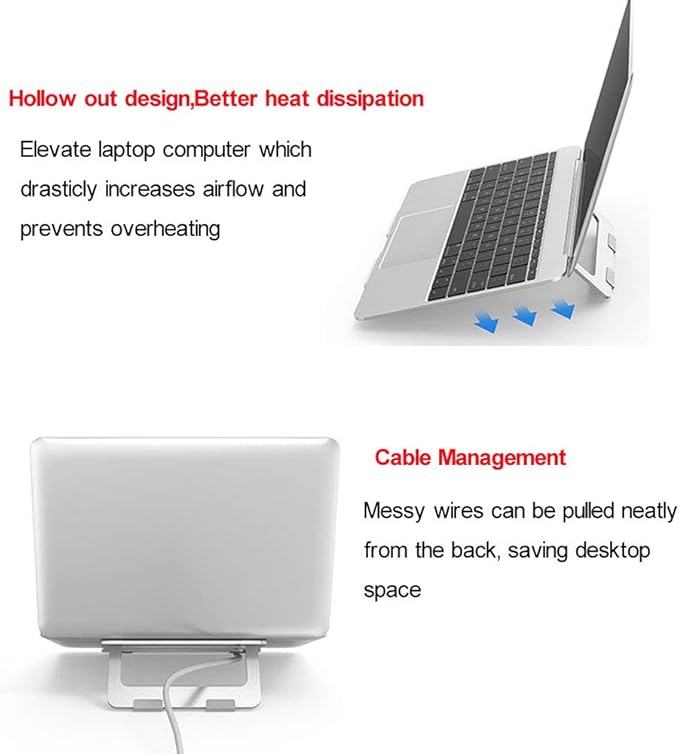 Laptop Stand, Aluminum Portable Foldable Laptop Support Stand Holder Desk Table - Image 4