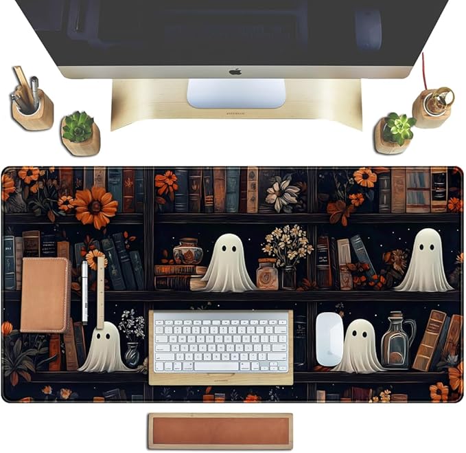 Cute Ghost Desk Mat Dark Vintage Large Mouse Pad Gaming Black Mouse Pad XXL - Image 5