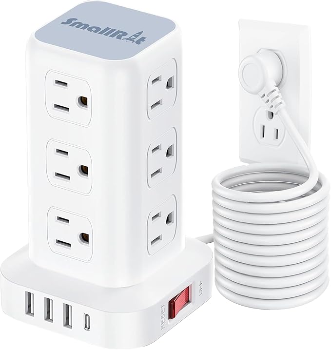 PD20W Power Strip Tower Surge Protector, 16.5FT Extension Cord, Power Strip by SMALLRT