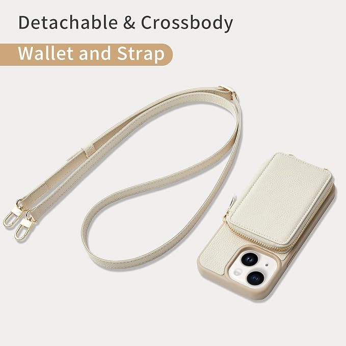 ZVE for iPhone 15 Crossbody Wallet Case, Card Holder Phone Purse for Women - Image 5