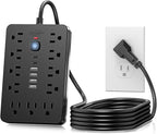 6 FT Flat Plug Surge Protector Power Strip, 11 Multiple AC Outlets by Unknown
