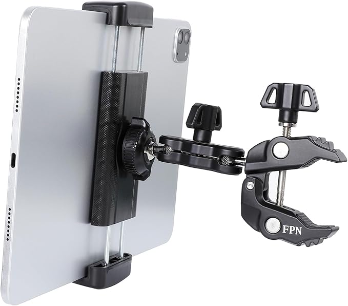 Tablet Holder for Microphone Stand/Treadmill/Spin Bike/Stroller/Golf by Unknown